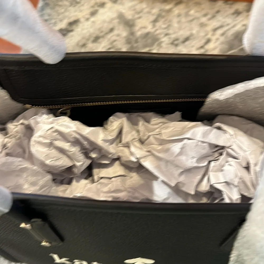 NWT Kate Spade Ella Tote Pebbled Black Bold Logo Original Packaging Keep or Gift - Picture 8 of 8